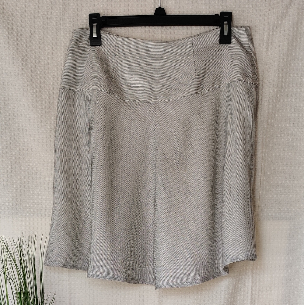 Cabi Womens Linen Blend Off White Pinstriped Flared Skirt Size 6